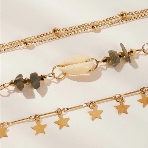 • Anya • 3 Pc. Star + Shell Anklet Set - Picture 4 of 6